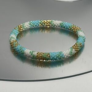 Sashka Blue / Gold / White Bracelet 8" - #377